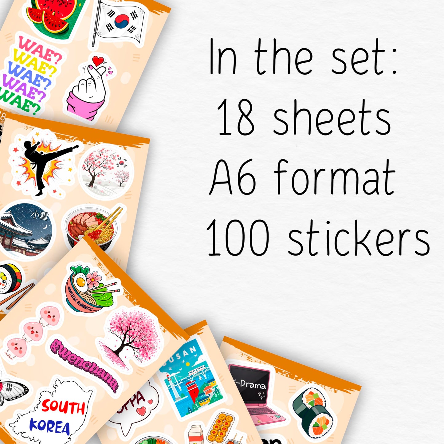 BulbaCraft 100Pcs South Korea Stickers for Luggage & Water Bottles – Korean Gifts