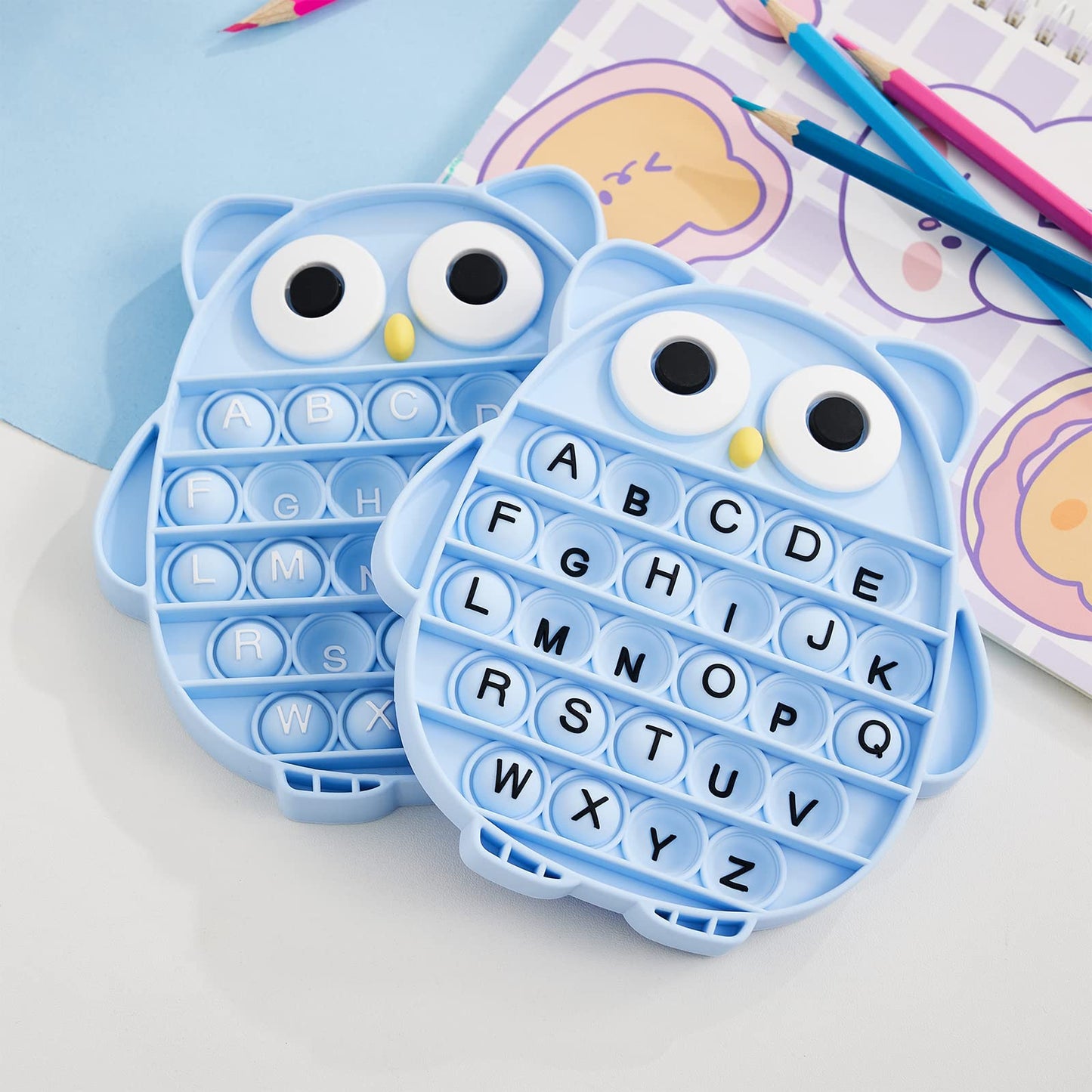 BULINGNA Push Pop Bubble Fidget Toy – Owl Alphabet Learning for Kids