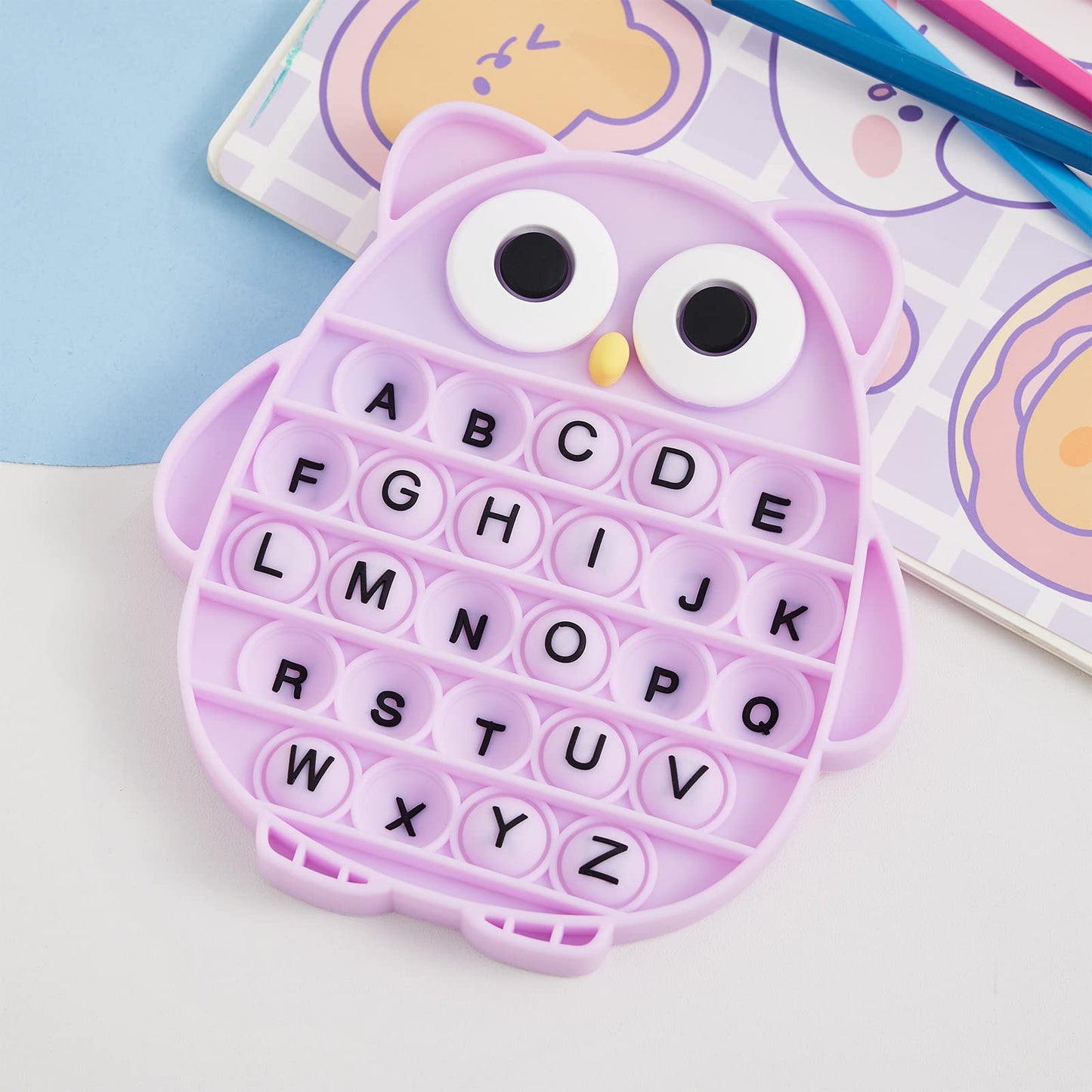 BULINGNA Push Pop Bubble Fidget Toy – Silicone Stress Relief & ABC Owl Learning Tool
