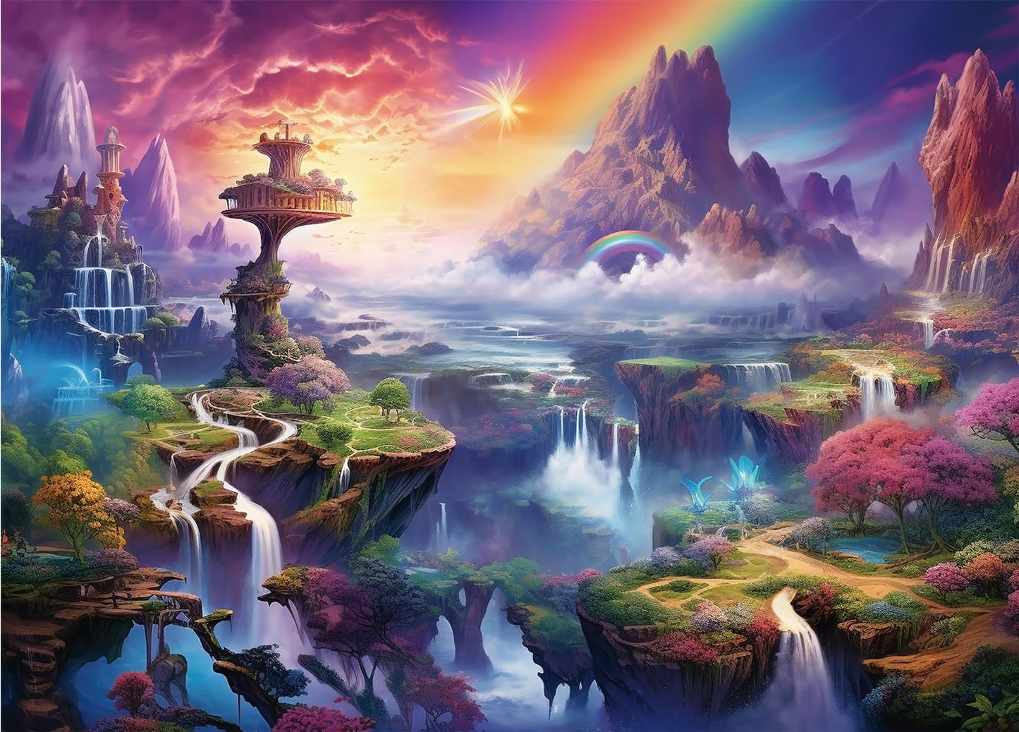 Bullglesup 1000-Piece Jigsaw Puzzle for Adults – Fairyland with Poster, Dust-Free, 70 x 50 cm