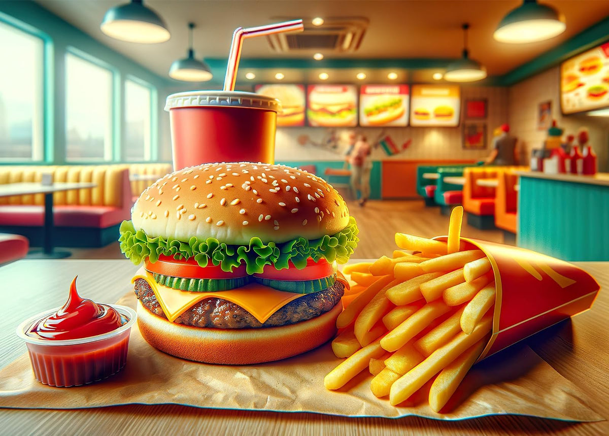 Bullglesup 1000-Piece Jigsaw Puzzle for Adults – Hamburger with Poster, Interlock, No Dust, 27.5 x 19.6 in