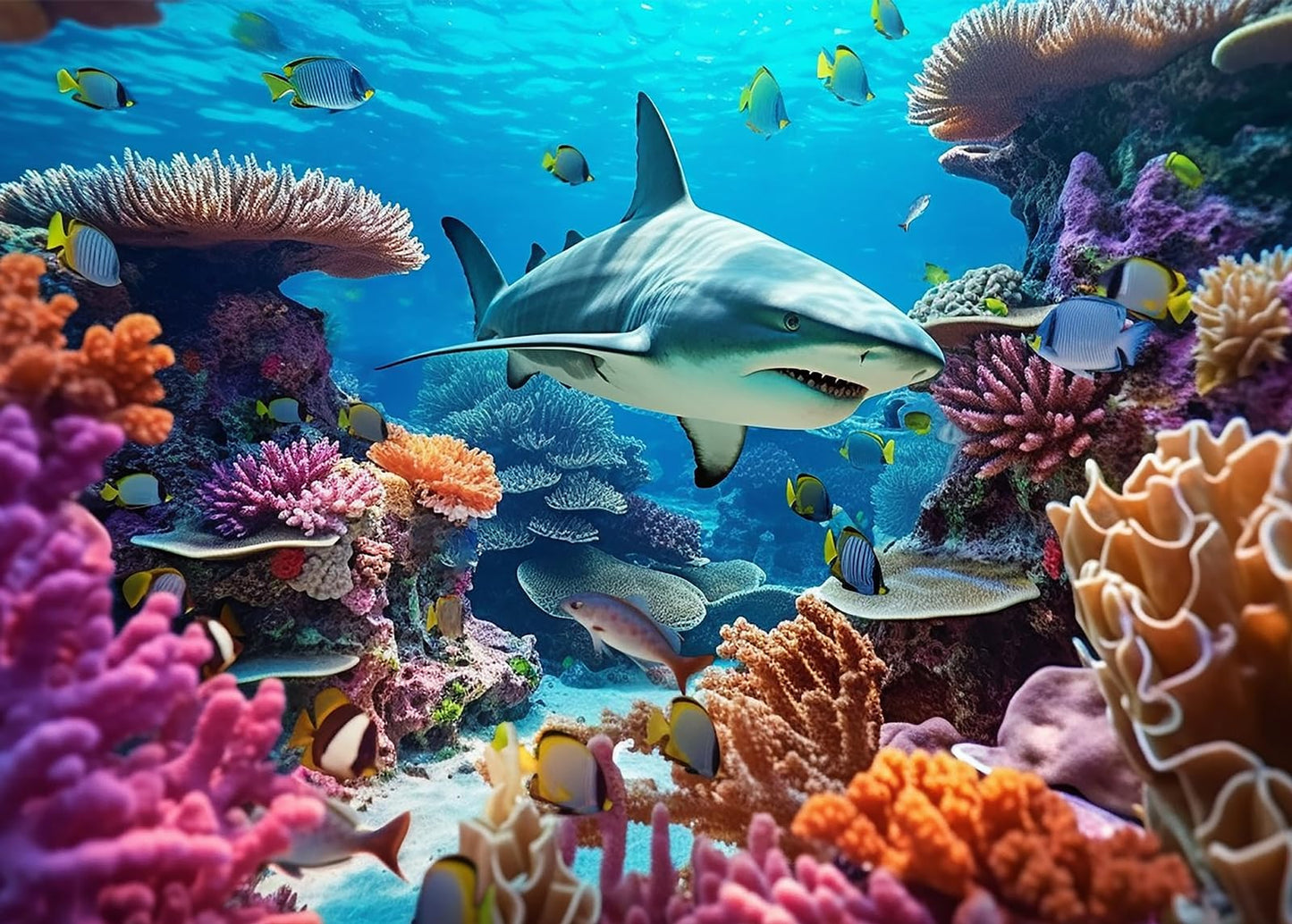 Bullglesup 1000-Piece Jigsaw Puzzle – Shark & Whale with Poster Back, Interlock, No Dust, 27.5 x 19.6 in
