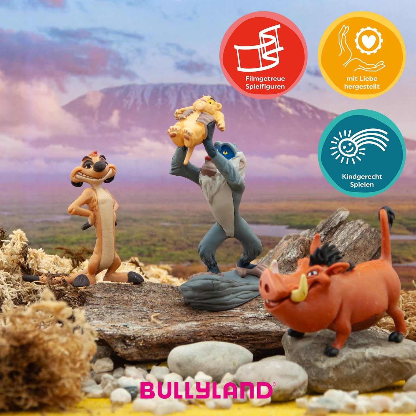 Bullyland Rafiki with Baby Simba Action Figure – 3.94 inch, Colorful Hand-Painted, Ages 3+