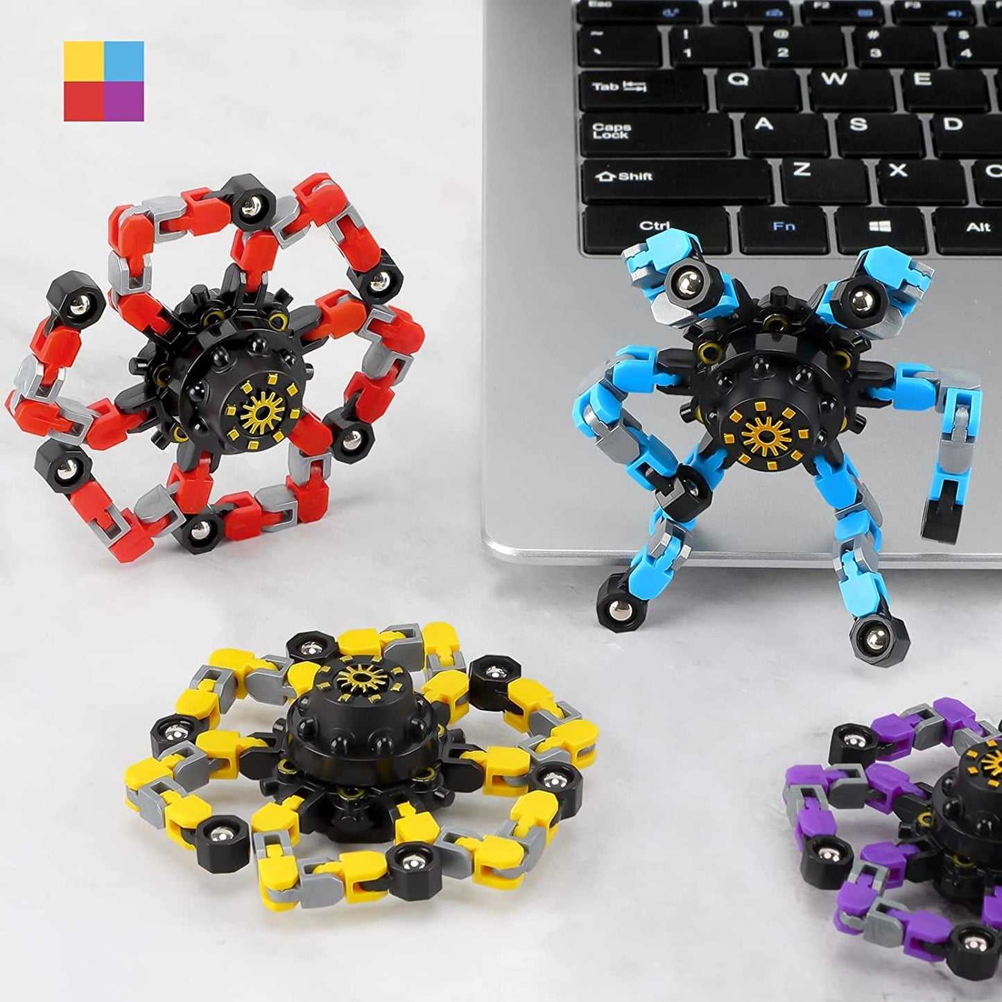 Buluwans Transformable Fidget Toys – 4 Pack Fidget Spinners for Focus & Sensory Play
