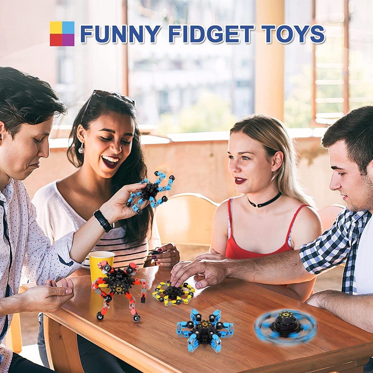 Buluwans Transformable Fidget Toys – 4 Pack Fidget Spinners for Focus & Sensory Play