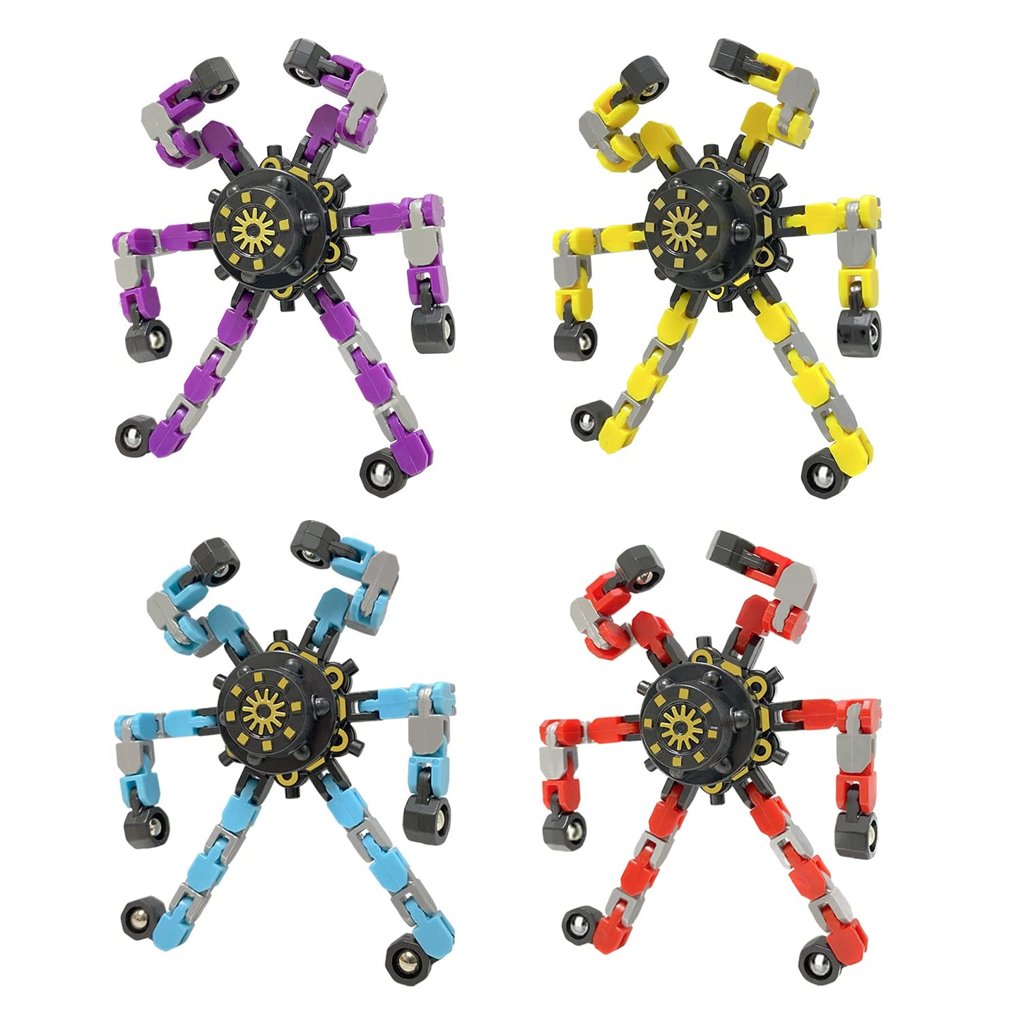 Buluwans Transformable Fidget Toys – 4 Pack Fidget Spinners for Focus & Sensory Play