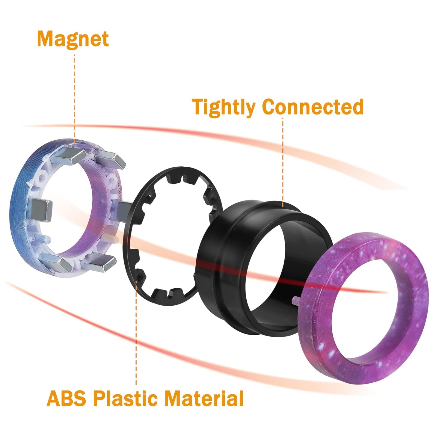 BULUWANS 3pc Starry Sky Magnetic Rings – Fidget Toy Set for Focus & Stress Relief