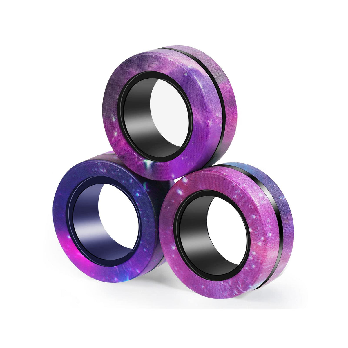BULUWANS 3pc Starry Sky Magnetic Rings – Fidget Toy Set for Focus & Stress Relief