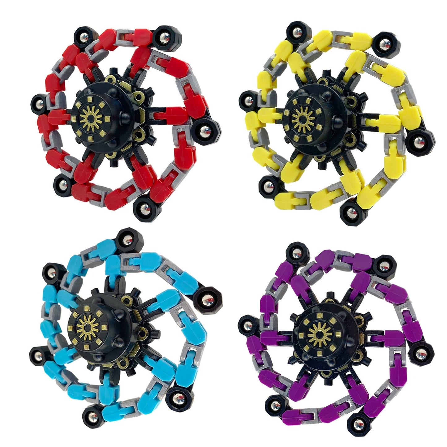 Buluwans Transformable Fidget Toys – 4 Pack Fidget Spinners for Focus & Sensory Play