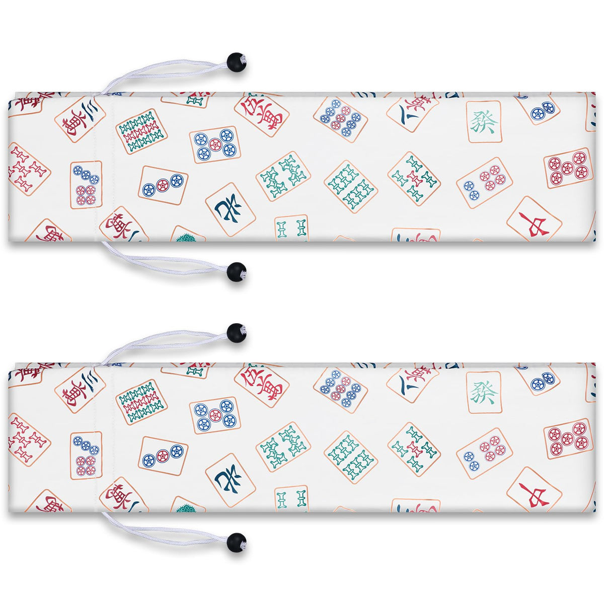 Bulyoou 2 Pcs Drawstring Mahjong Bags – Protective Sleeve for Racks & Pushers (26 Inch, White)