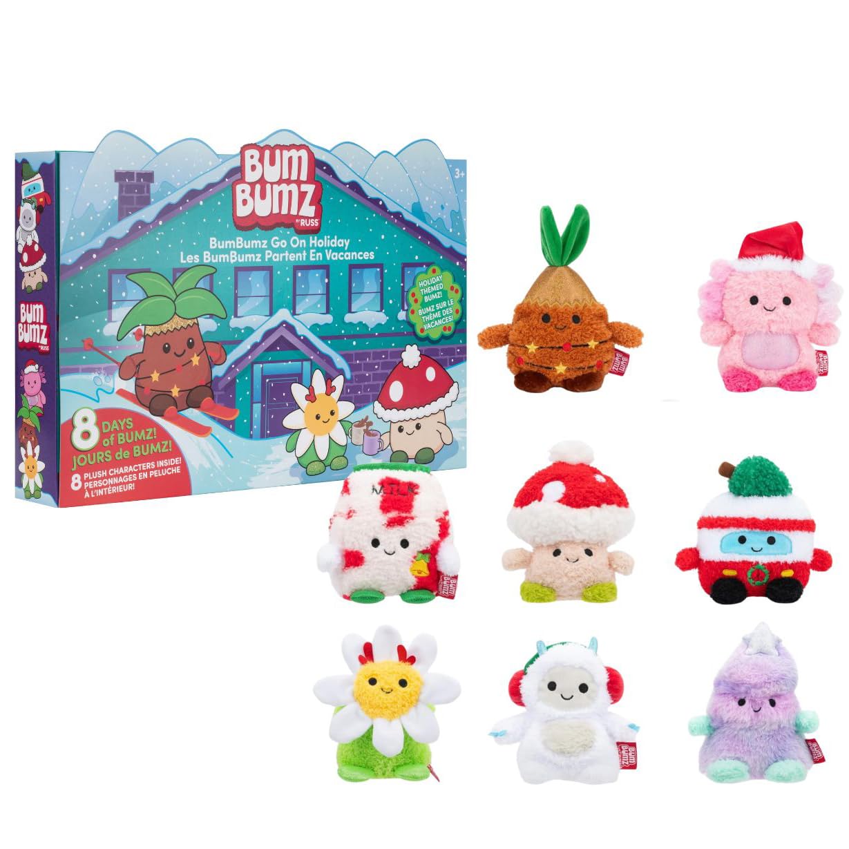 BumBumz Holiday 8-Pack Plush — Santa’s Milk Maxine, Festive Tree Tatiana & Friends