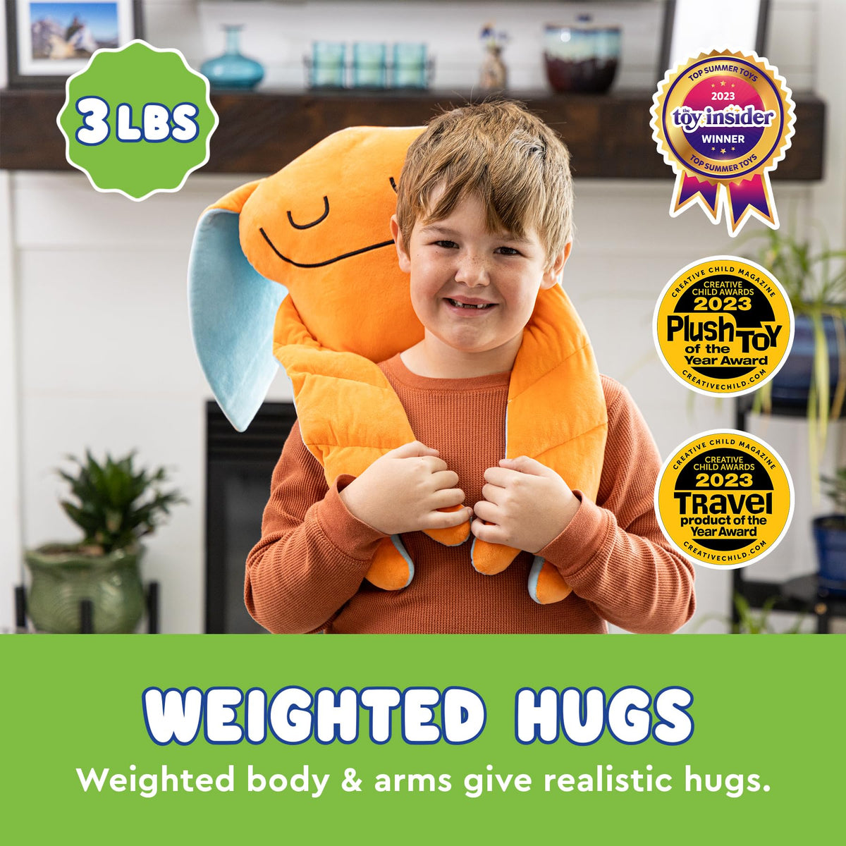 Bumpas Weighted Plush Toy – Realistic Hug, Machine Washable Calming Stuffed Animal (Zeek)