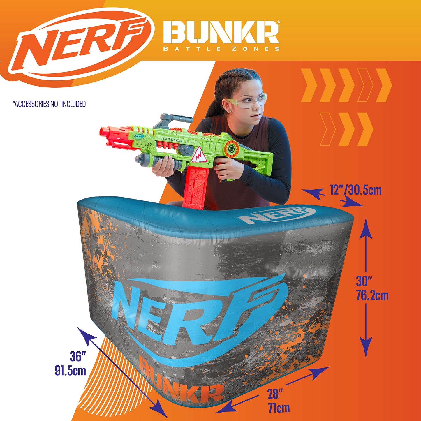 BUNKR Battle Zones NERF Switch Chair & Footrest – Inflatable Gaming Seat with Target