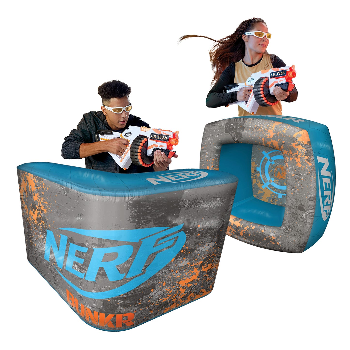 BUNKR Battle Zones NERF Switch Chair & Footrest – Inflatable Gaming Seat with Target