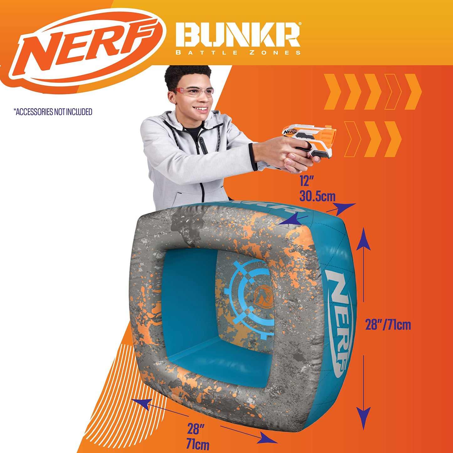 BUNKR Battle Zones NERF Switch Chair & Footrest – Inflatable Gaming Seat with Target