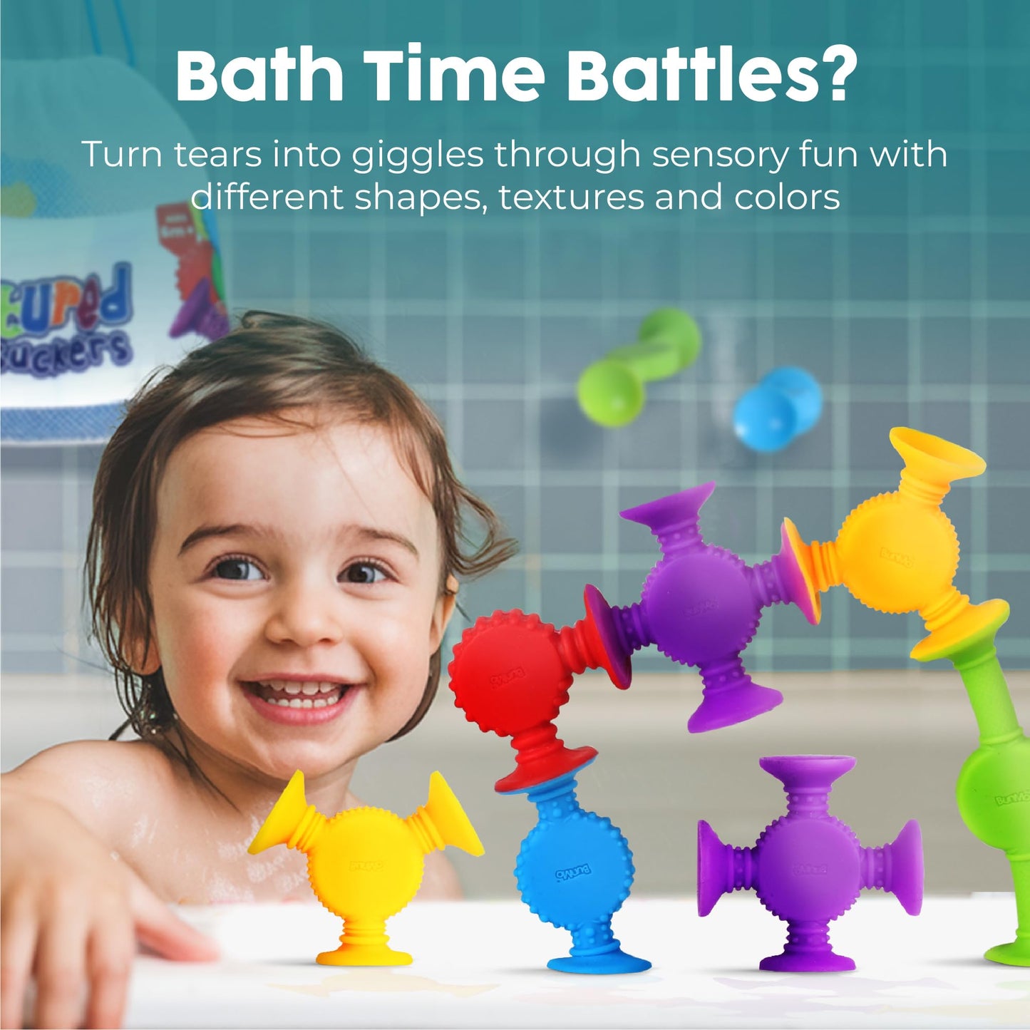 BUNMO Bath Toys Suction - Connect, Build & Create (44-Pack) - 3+