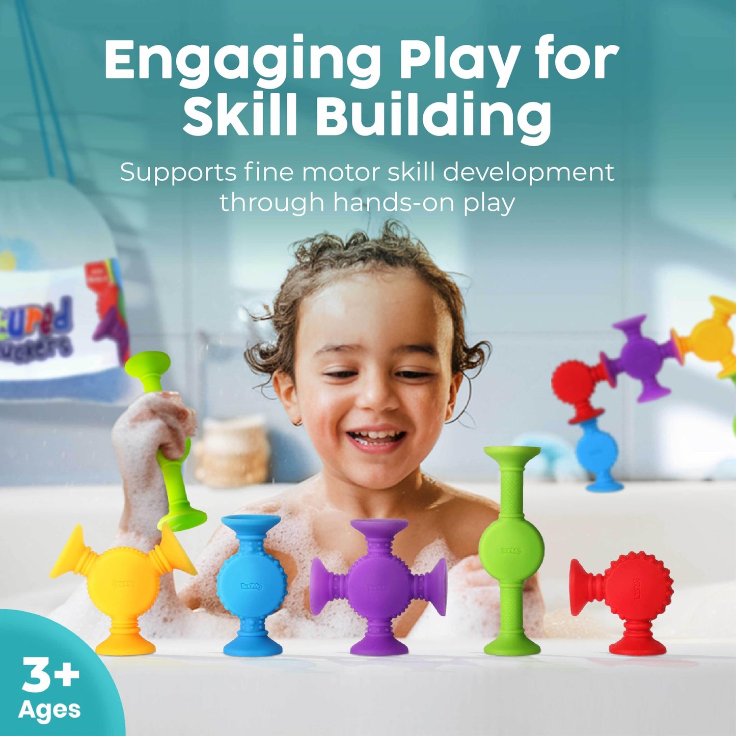 BUNMO Bath Toys Suction - Connect, Build & Create (44-Pack) - 3+