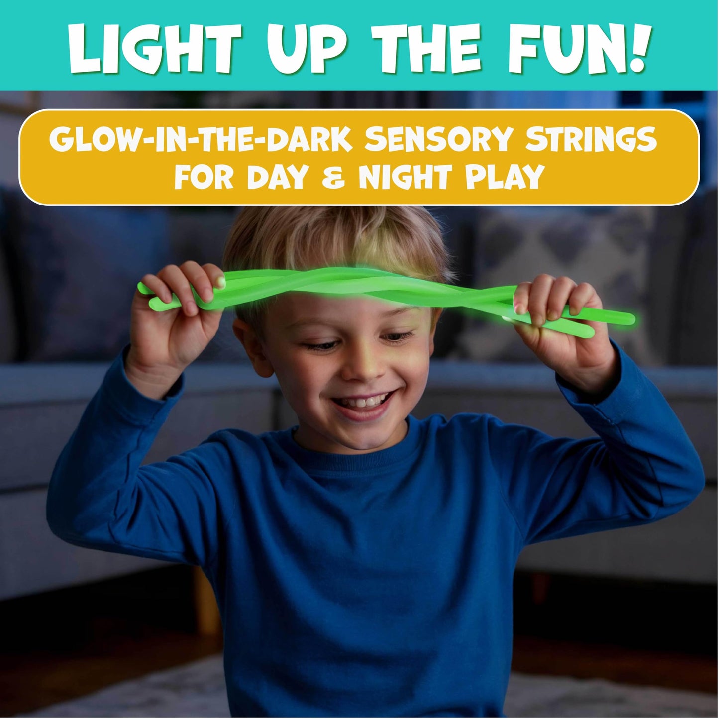 BUNMO Glow In The Dark Stretchy Strings – Sensory Toys for Toddlers 3+ (6 Pack)