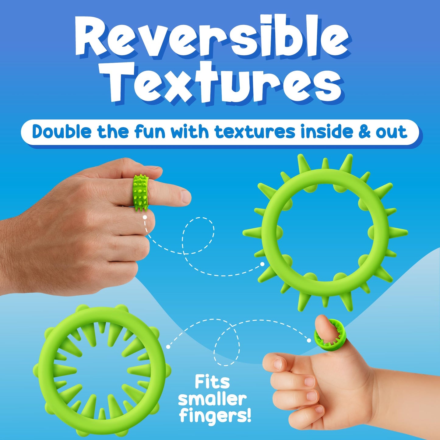 BunMo Fidget Rings – 18-Pack Silicone Textured Rings for Kids