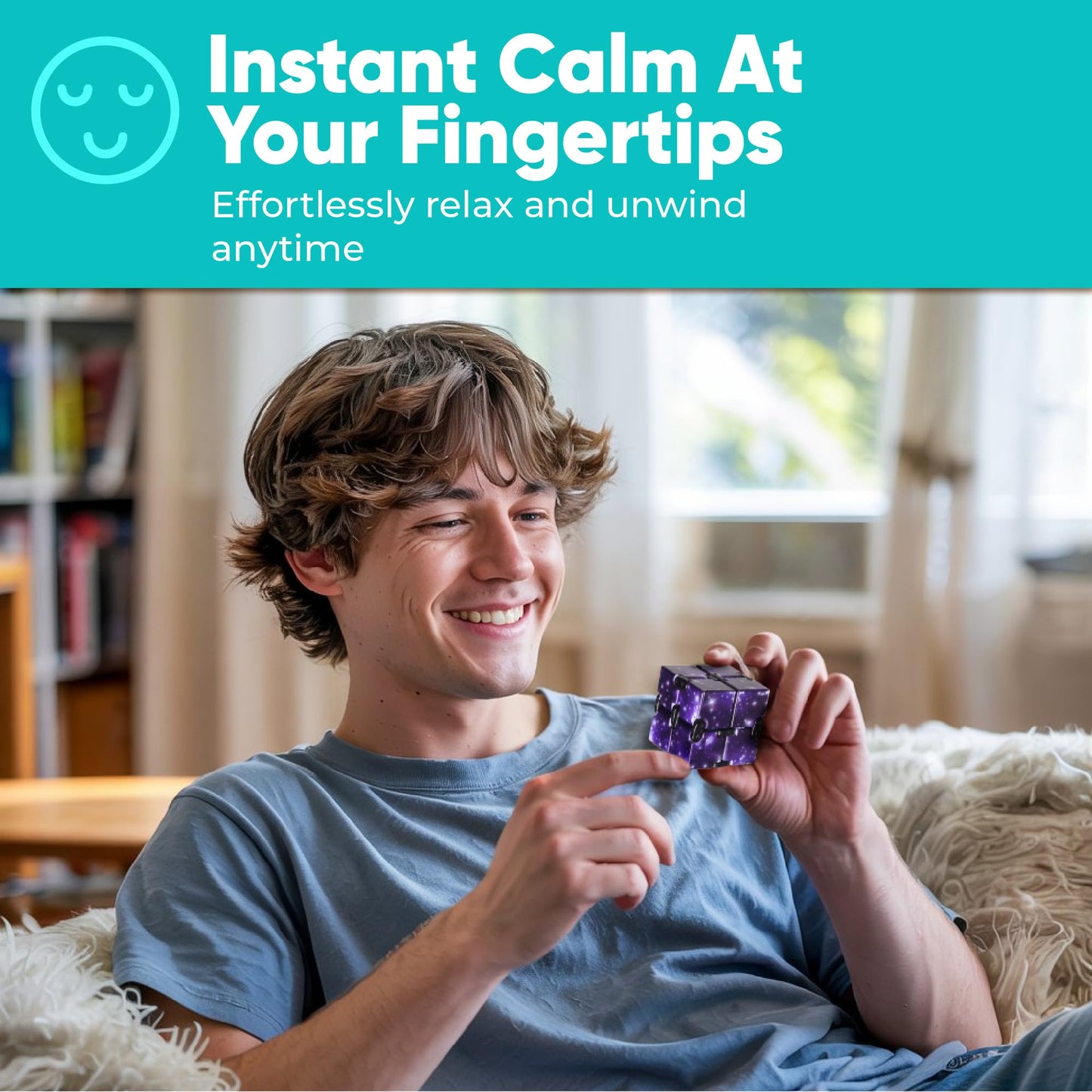 BUNMO 2 Pack Infinity Fidget Cube – Quiet Pocket Folding Desk Toy