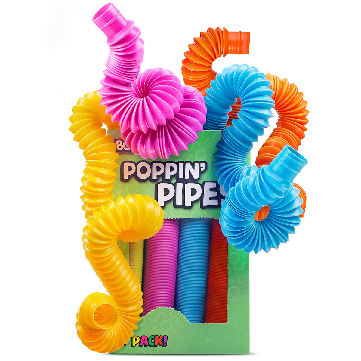BUNMO Pop Tubes - 8 Pack Large | Sensory Fidget Toys for Kids 3+