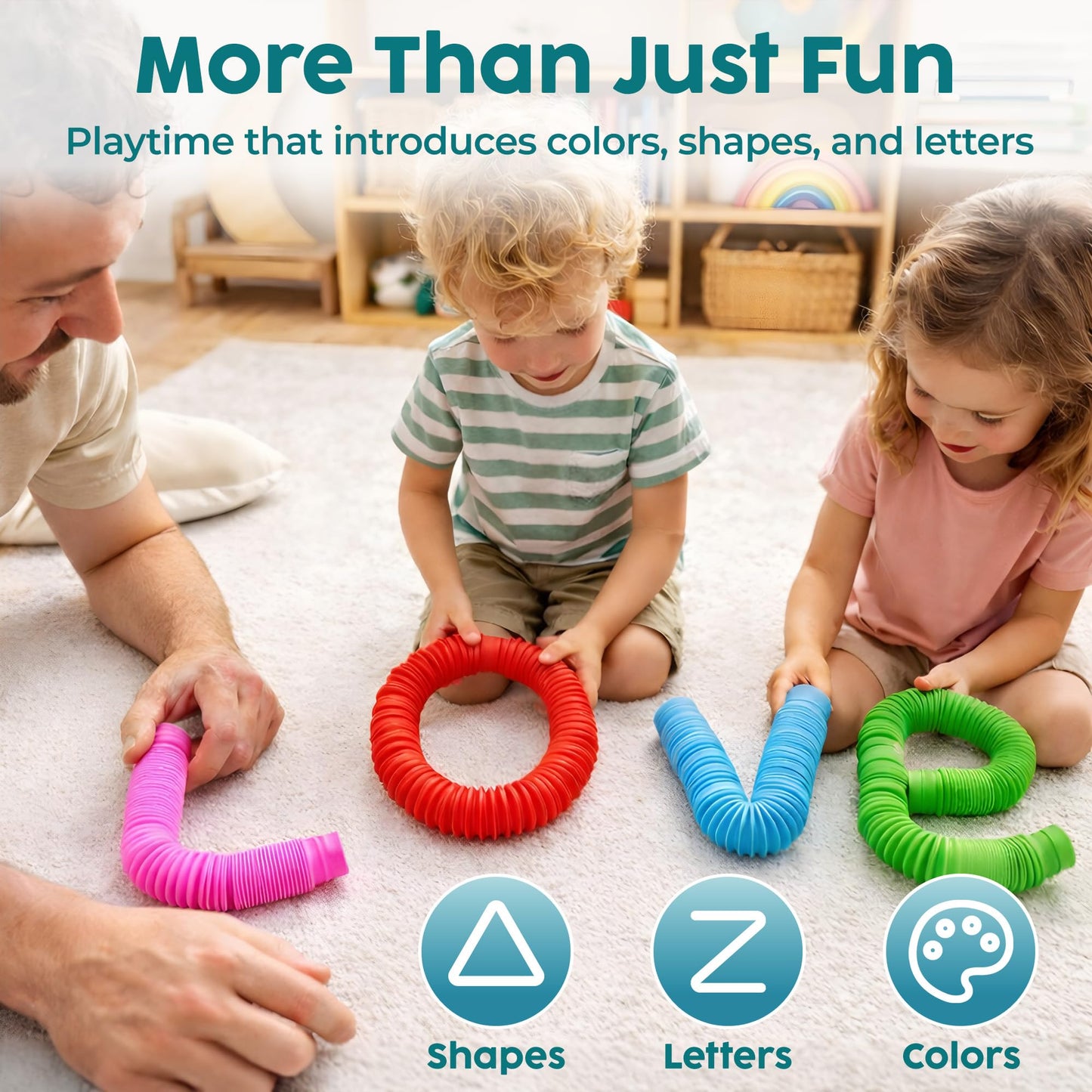 BUNMO Pop Tubes - Large 4-Pack Sensory & Fidget Toys for Creative Learning