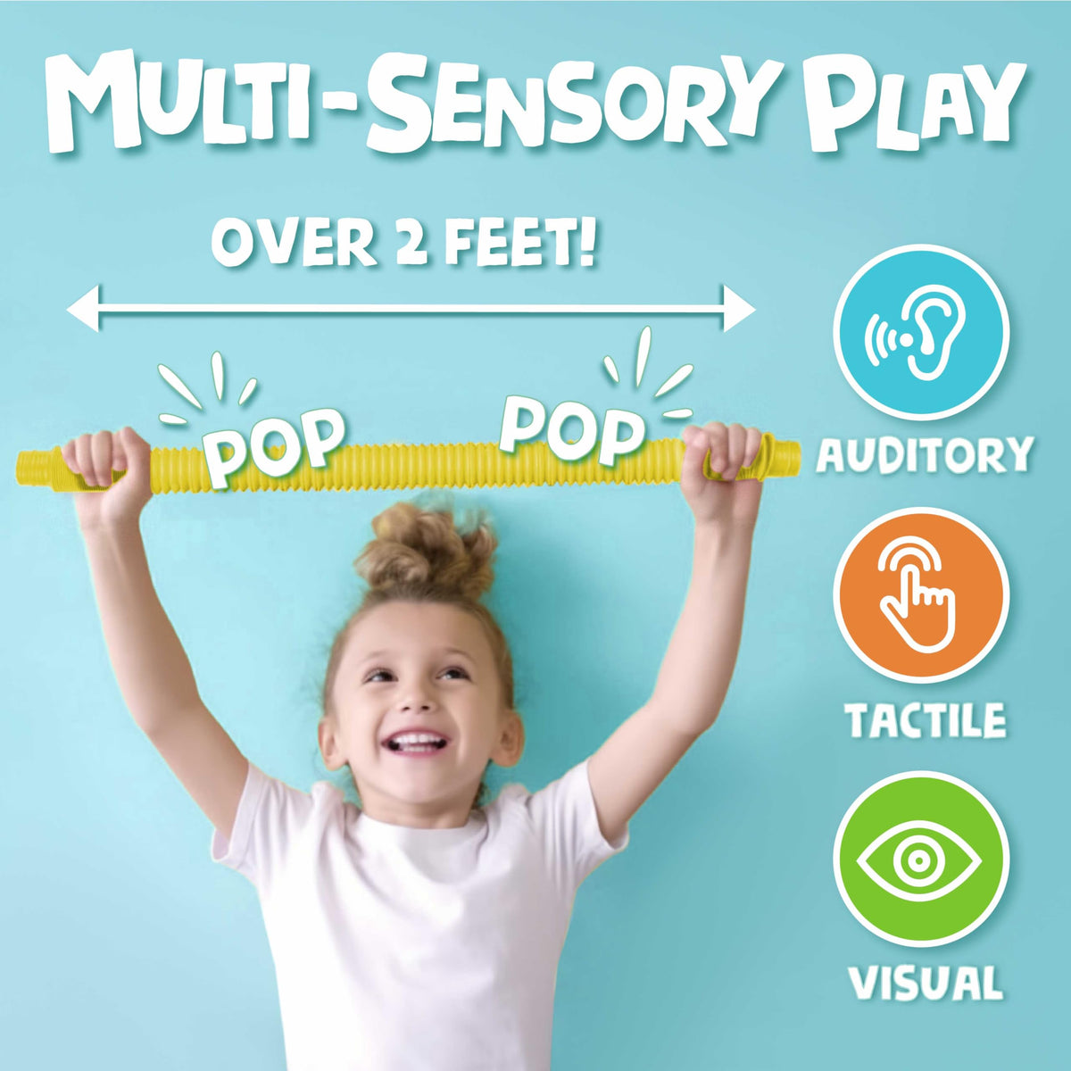 BUNMO Pop Tubes - Sensory Toys for Toddlers | 6 Pack Medium