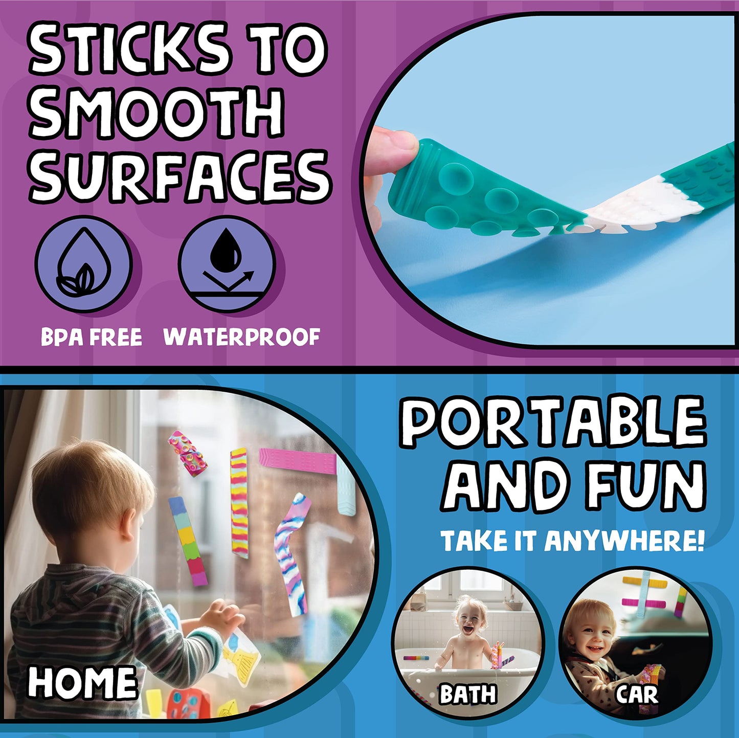 BUNMO 6 Pack Sensory Slappers – Travel Fidget Toys for Kids 3+