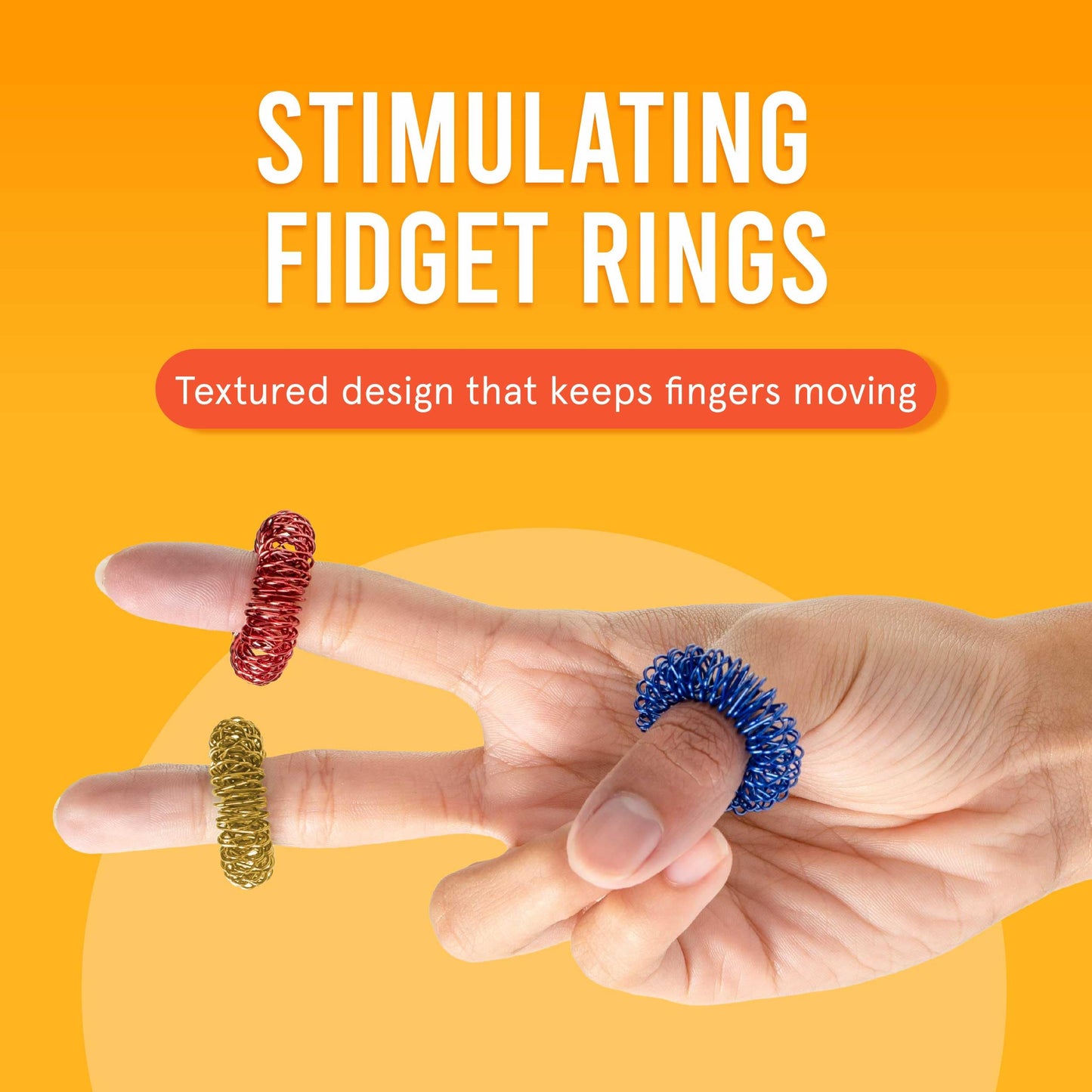 BunMo Spiky Sensory Rings 3pk – Fidget Rings for Adults, Sensory Stimulation & Finger Comfort