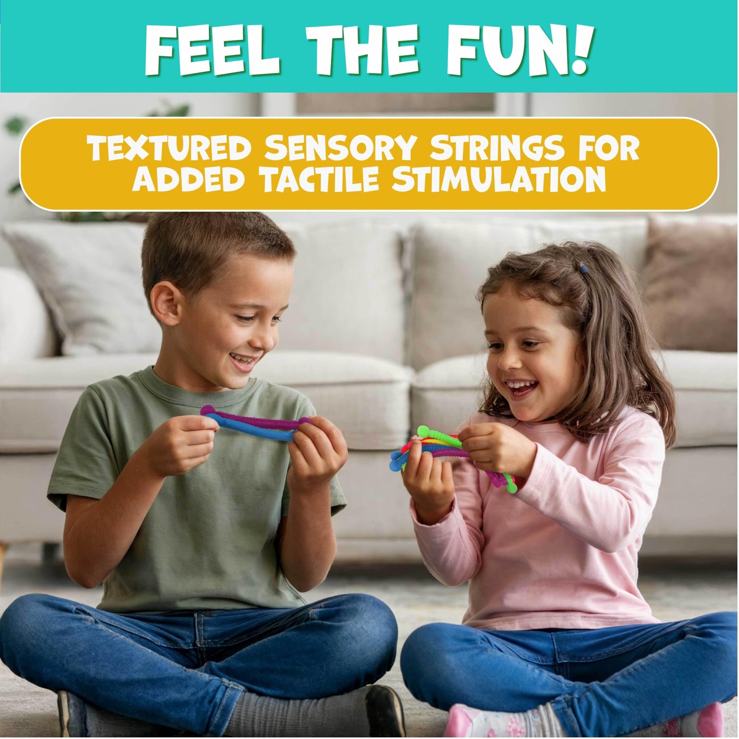 BUNMO Stretchy Strings – Sensory Fidget Toys (10 Pack) for Kids, Non-Mouthable 3+