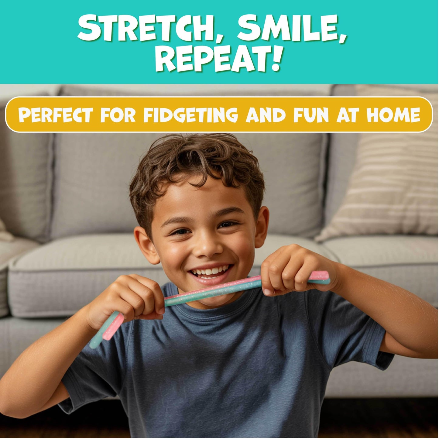 BUNMO Glitter Stretchy Strings 6 Pack – Sensory Fidget Toys for Ages 3+