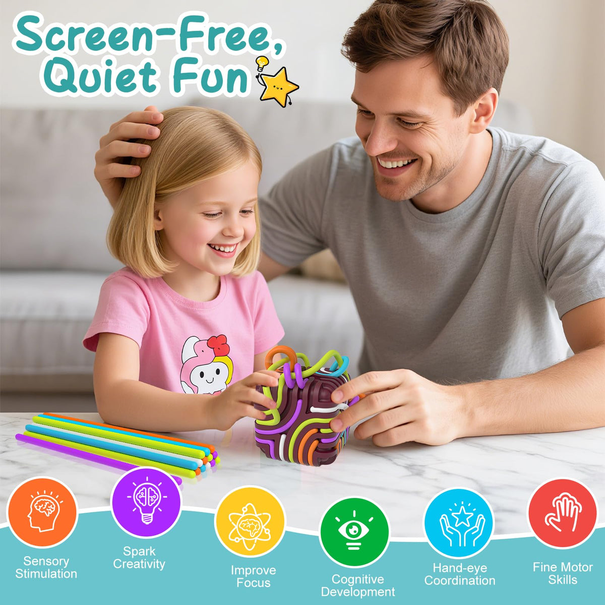 BunnyBoo Sensory Activity Board — 3D Cube Fidget Toys for Focus, Calm & Travel