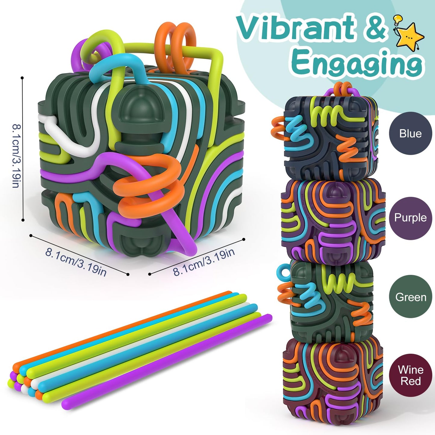 BunnyBoo Sensory Activity Board — 3D Cube Fidget Toys for Focus, Calm & Travel