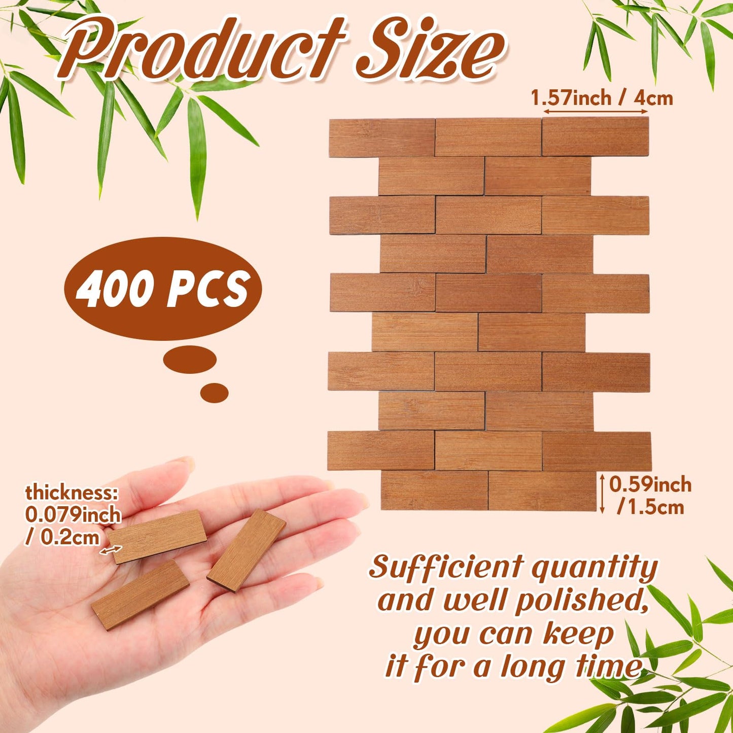 Burbell 400 Pcs Miniature Dollhouse Flooring – 1:12 Bamboo Floorboards for Models