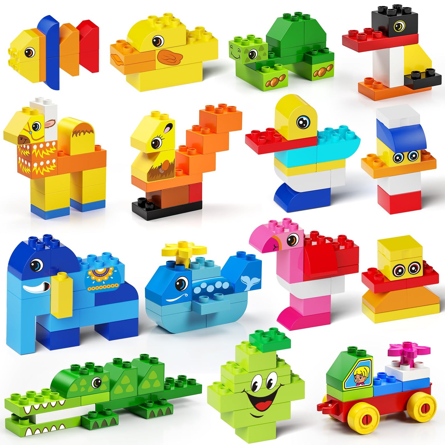 burgkidz Educational Toy: Classic Big Size Bricks – Large Building Blocks with Reusable Storage Bucket (Ages 3+)