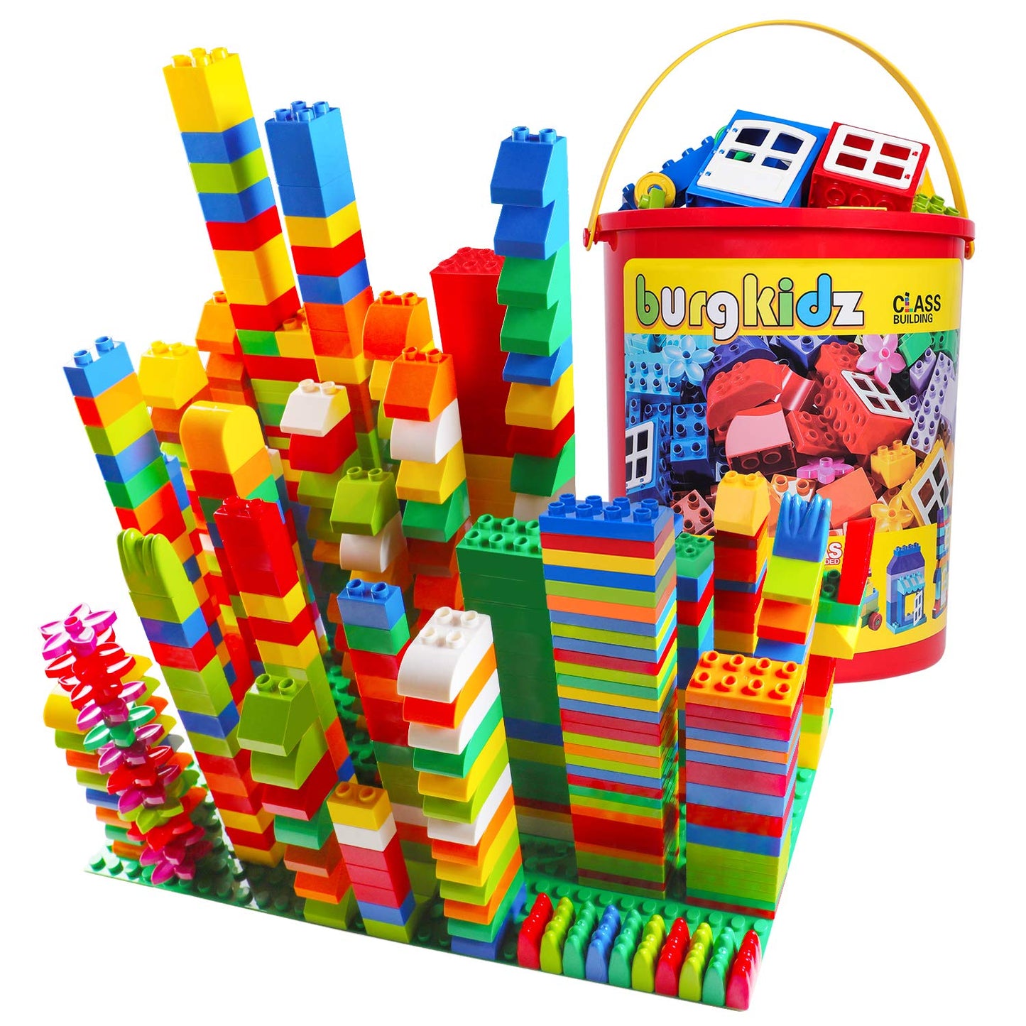burgkidz 214-Piece Large Building Blocks for Toddlers | Storage Bucket & Brand Compatibility
