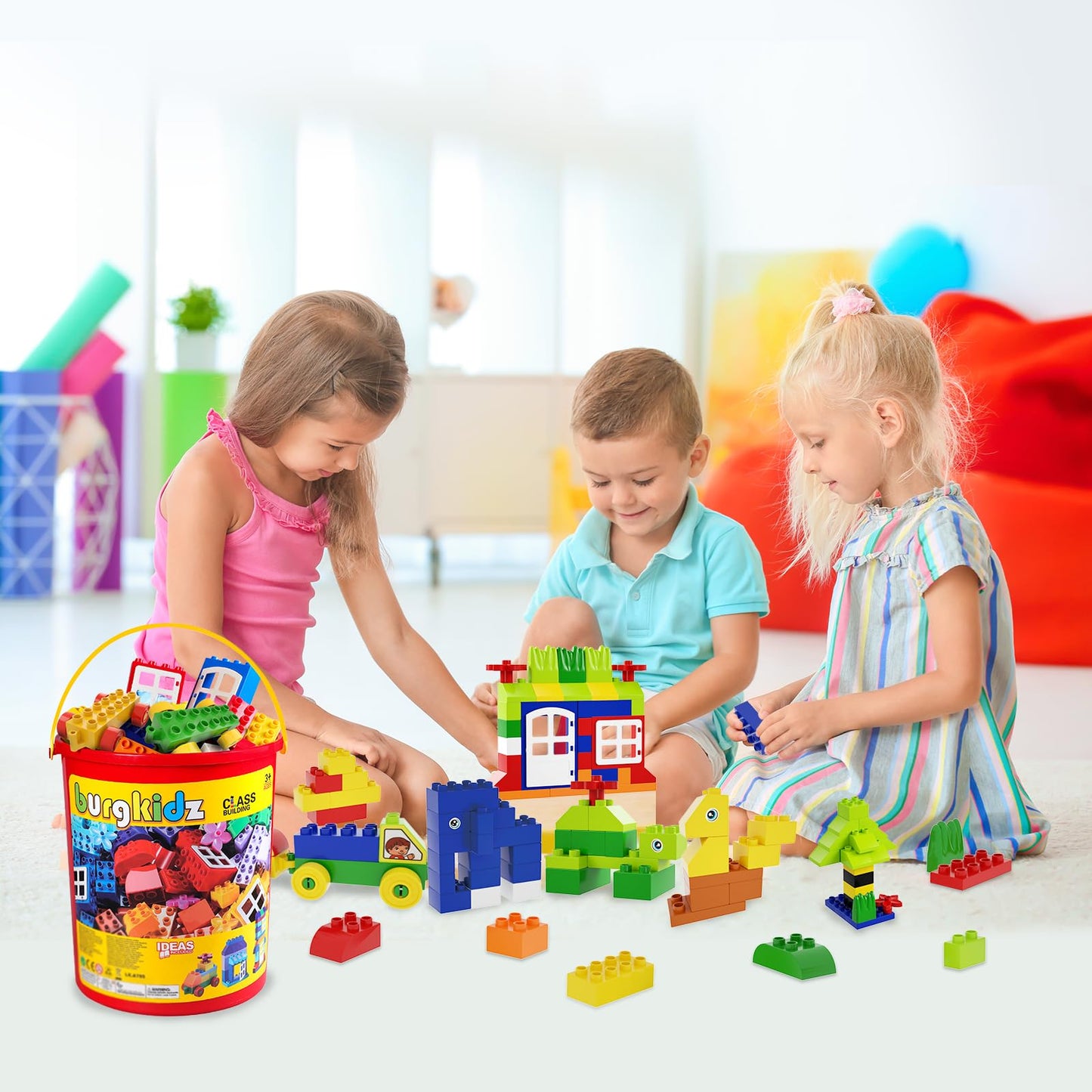 burgkidz 214-Piece Large Building Blocks for Toddlers | Storage Bucket & Brand Compatibility