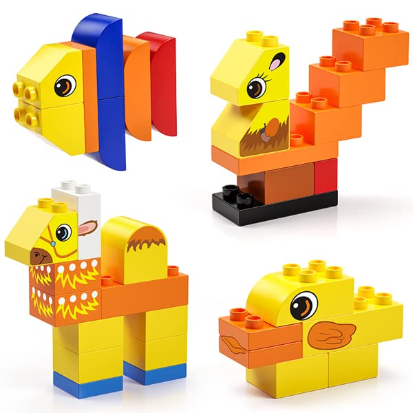burgkidz Educational Toy: Classic Big Size Bricks – Large Building Blocks with Reusable Storage Bucket (Ages 3+)
