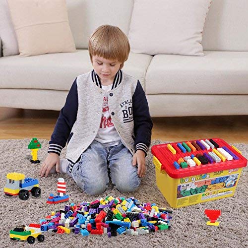 burgkidz Building Bricks 568 Pieces – STEM Toy Blocks with Wheels, Doors, Windows, Storage Box | 3+ Gift