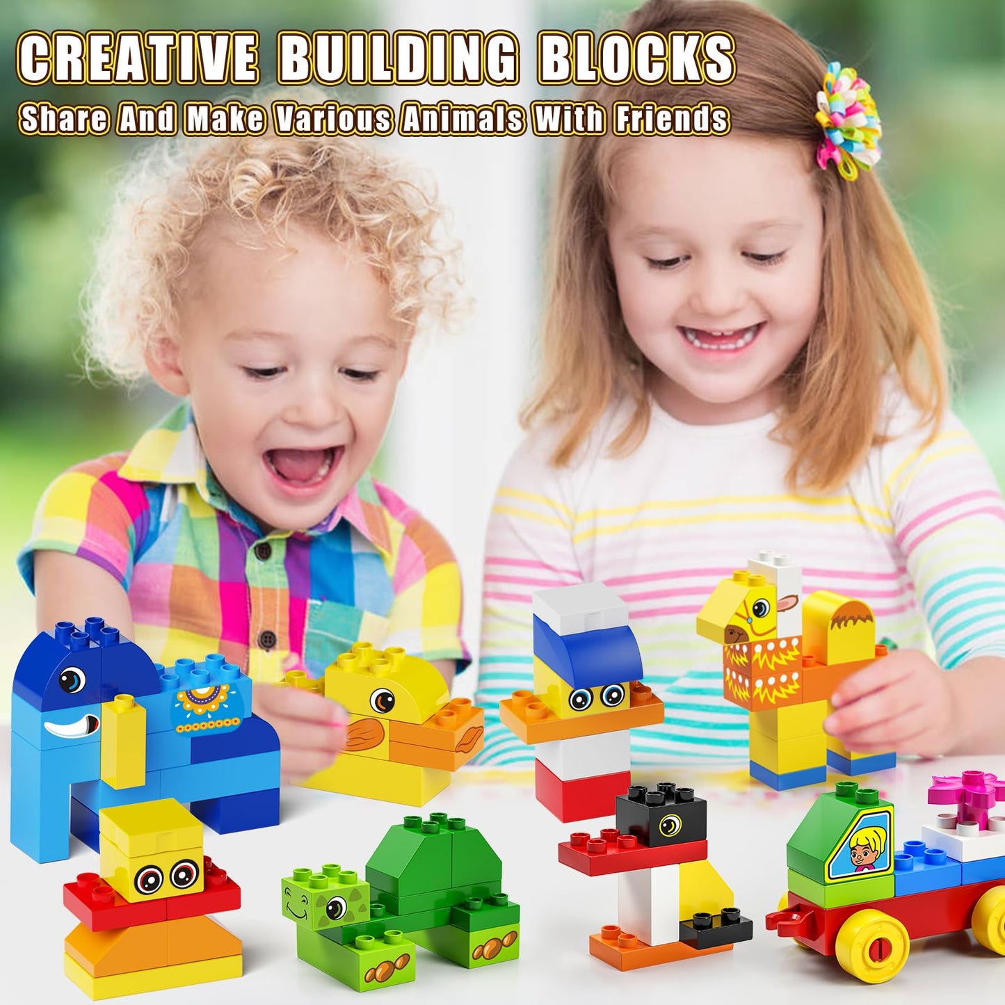 burgkidz Educational Toy: Classic Big Size Bricks – Large Building Blocks with Reusable Storage Bucket (Ages 3+)