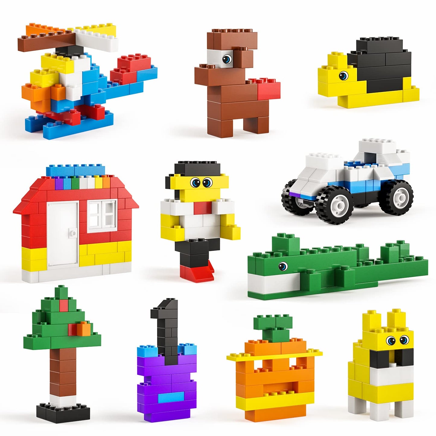 burgkidz Building Bricks 568 Pieces – STEM Toy Blocks with Wheels, Doors, Windows, Storage Box | 3+ Gift