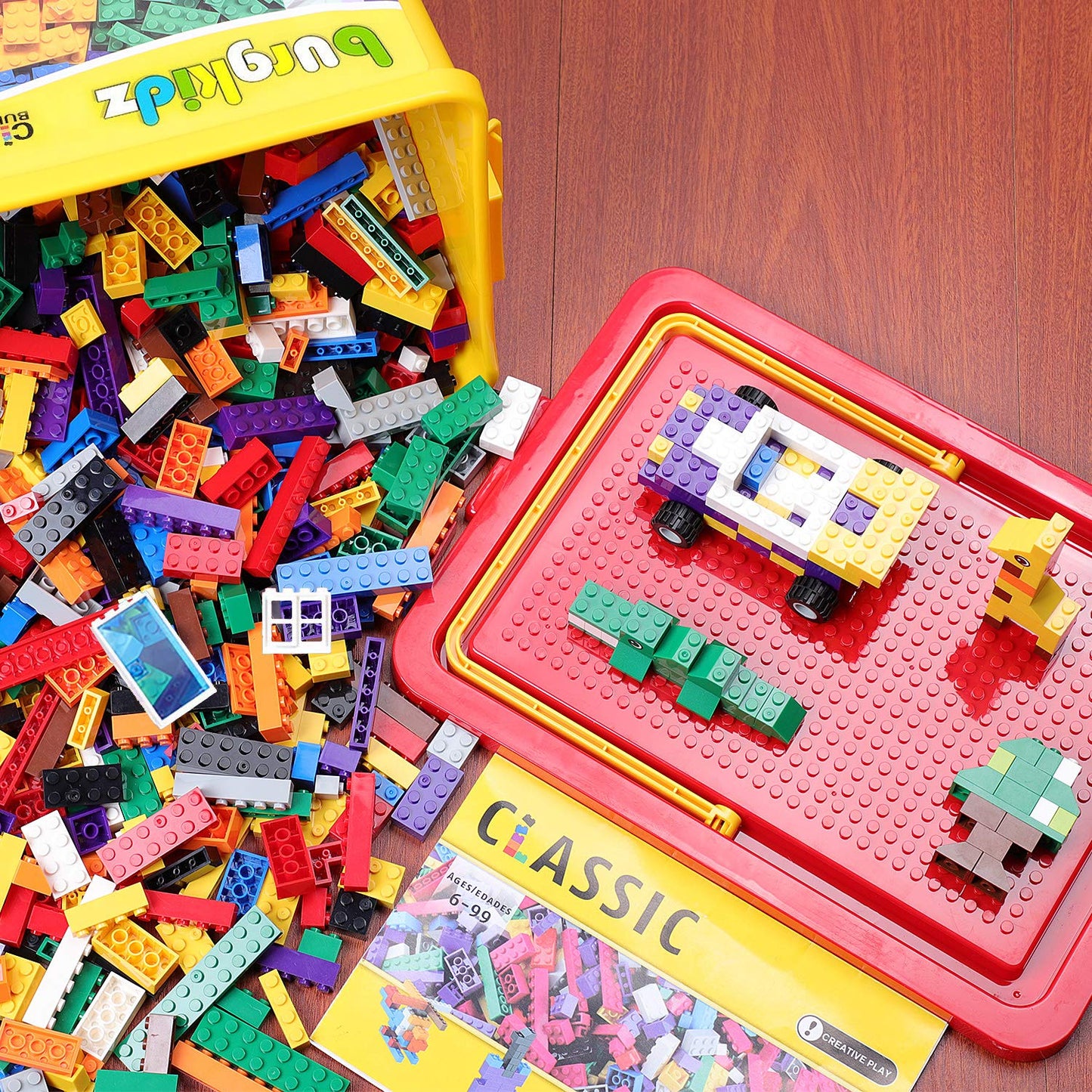 burgkidz Building Bricks 1020-Piece Set – 1068 Premium Blocks with Wheels, Doors, Windows & Storage Box