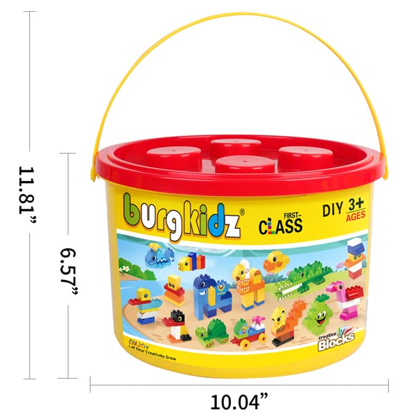 burgkidz Educational Toy: Classic Big Size Bricks – Large Building Blocks with Reusable Storage Bucket (Ages 3+)