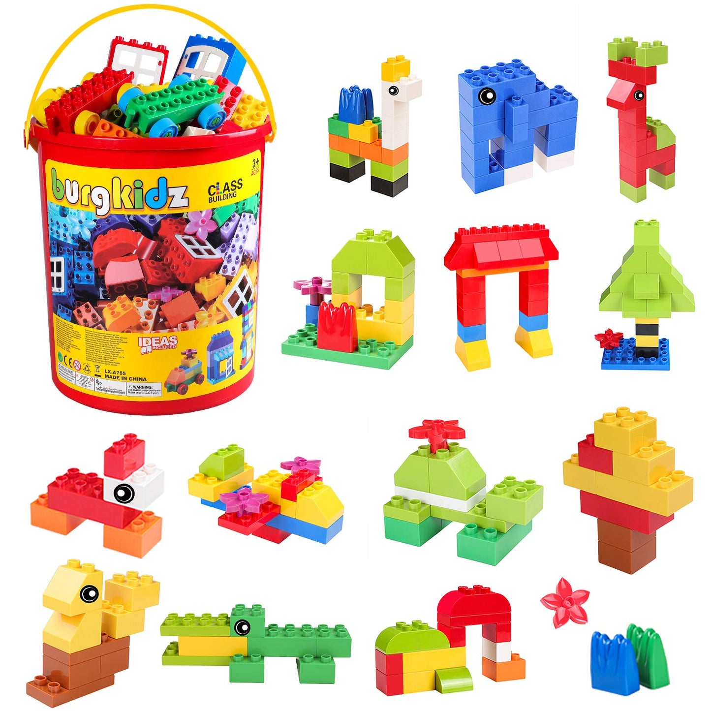 burgkidz 214-Piece Large Building Blocks for Toddlers | Storage Bucket & Brand Compatibility