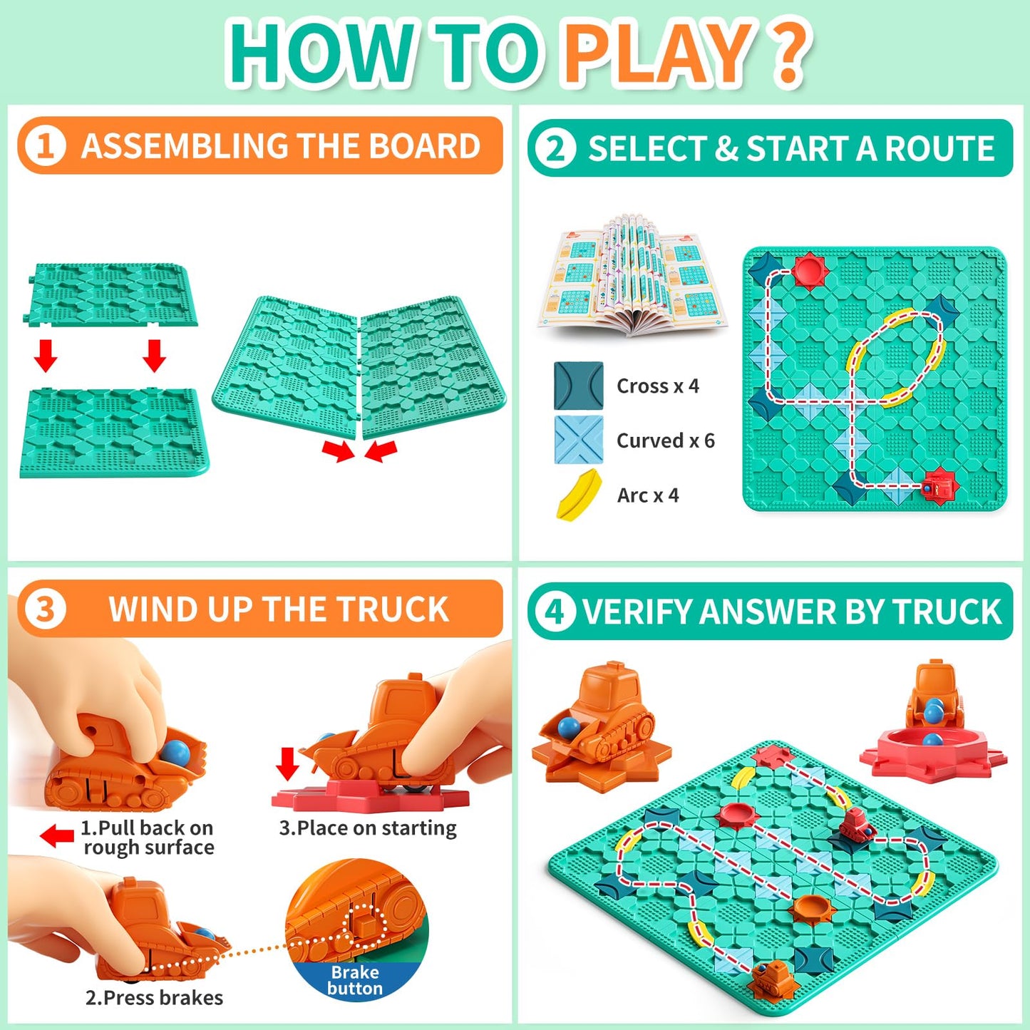 burgkidz Logical Road Builder – STEM Family Board Game for Ages 4-8