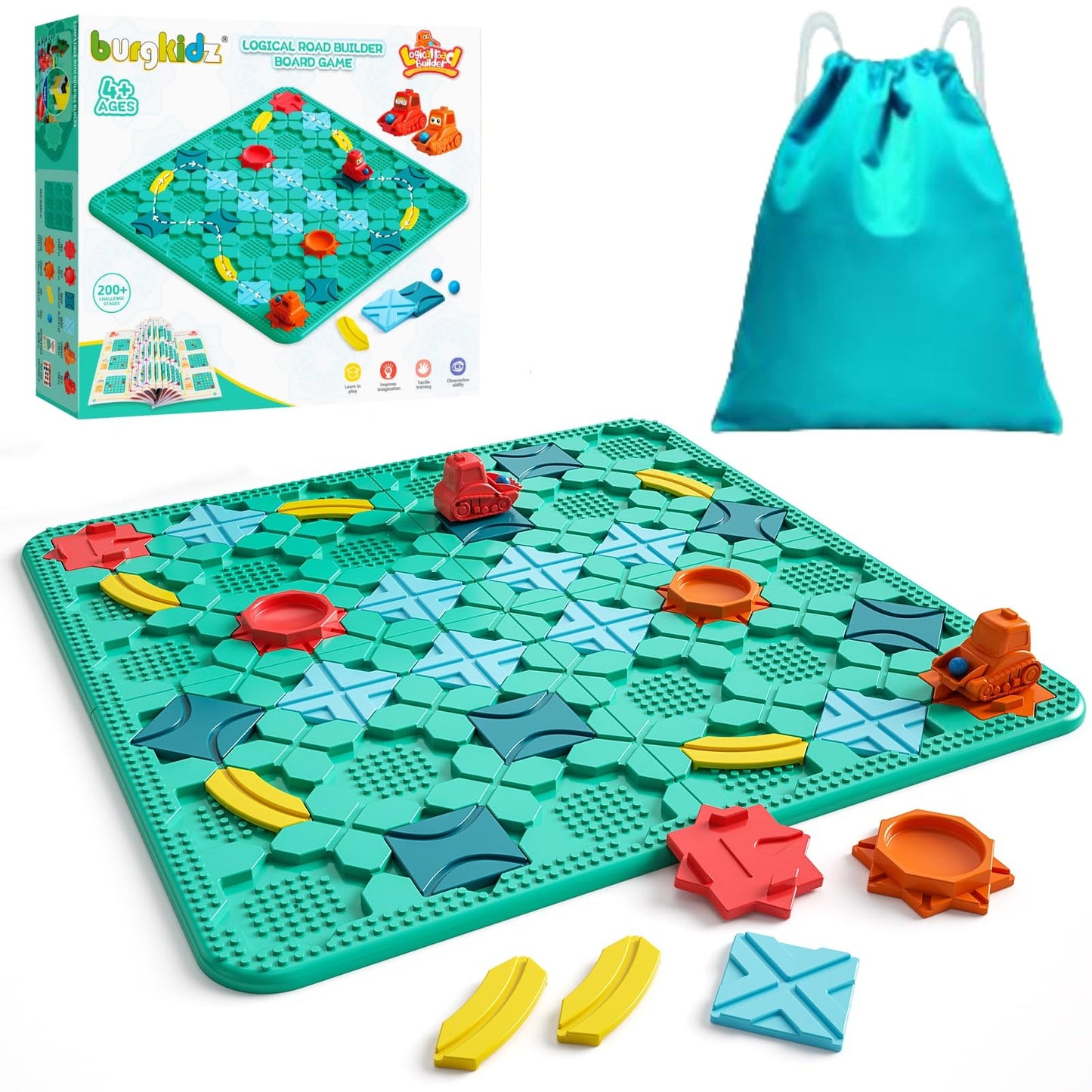burgkidz Logical Road Builder – STEM Family Board Game for Ages 4-8