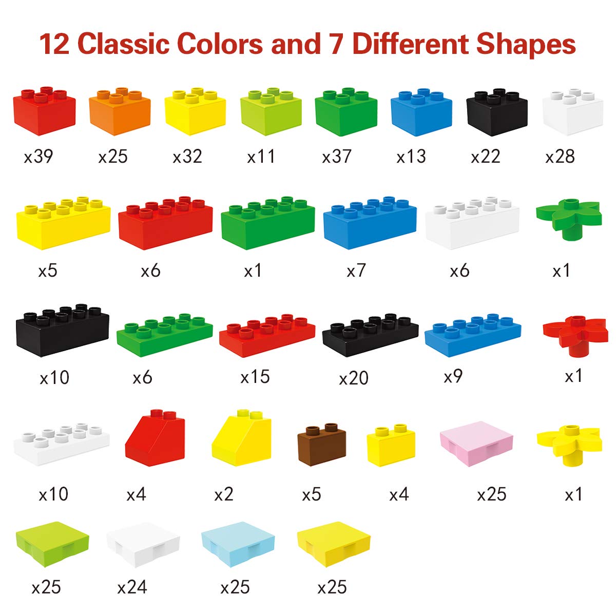 Burgkidz Build On Wall or Table - 8-Pack Green Base Plates + 444 Bricks, Major Brand Compatible