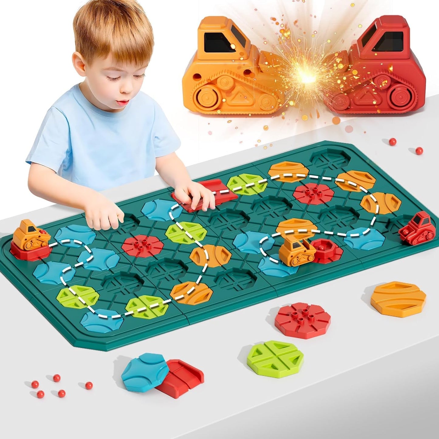 burgkidz STEM Board Games – Large 8-Board Road Builder for Kids Aged 3-8