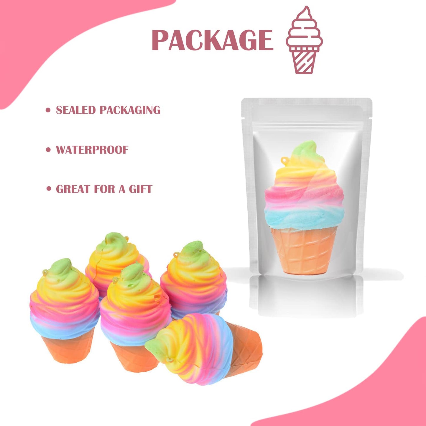 BURIUS Squishy Ice Cream Fidget Toy – Stress Relief Cone, Slow Rising, Portable