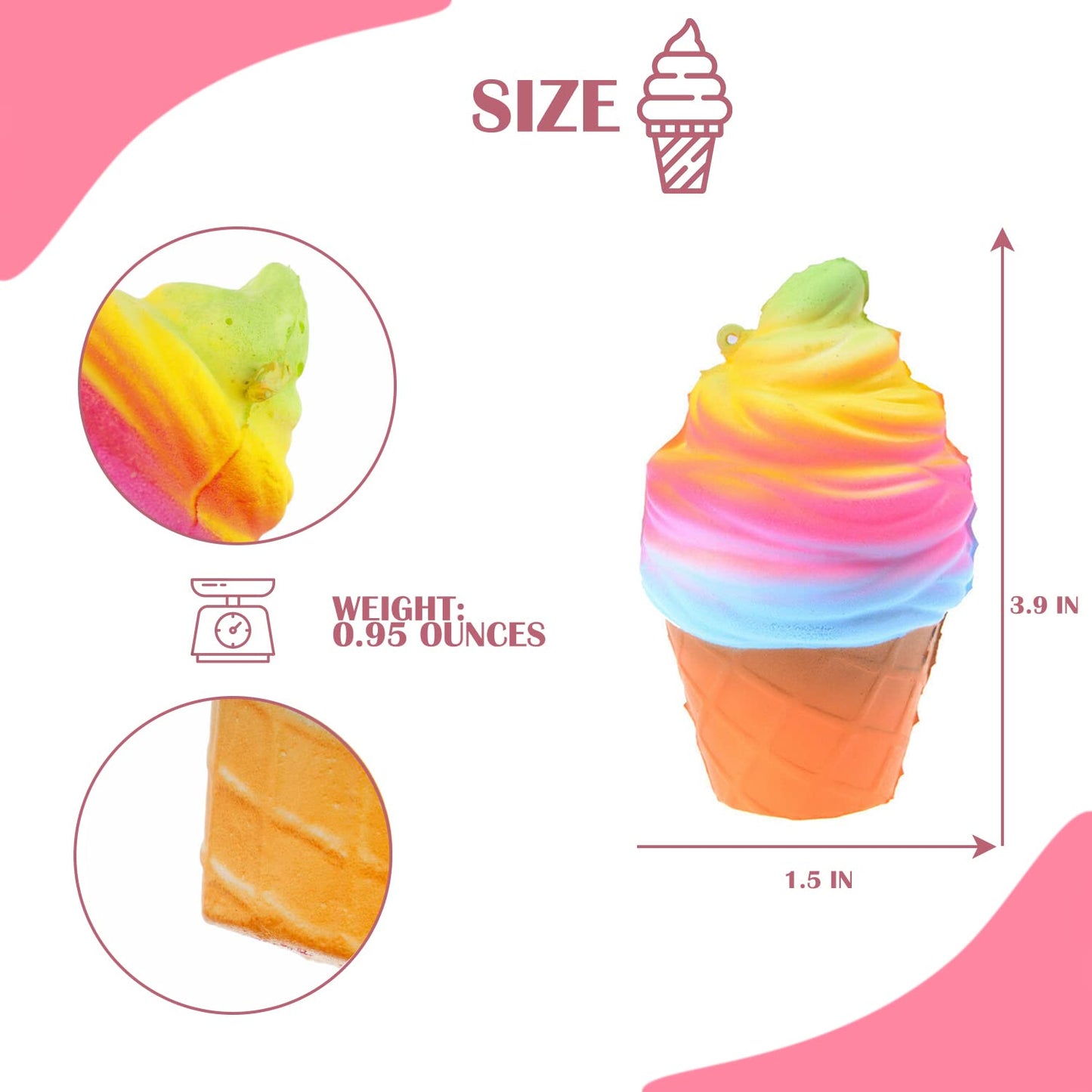 BURIUS Squishy Ice Cream Fidget Toy – Stress Relief Cone, Slow Rising, Portable